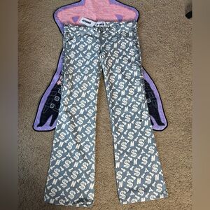 Namilia Monogram Denim Low Cut Lace Up Pants